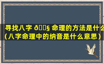 寻找八字 🐧 命理的方法是什么（八字命理中的纳音是什么意思）